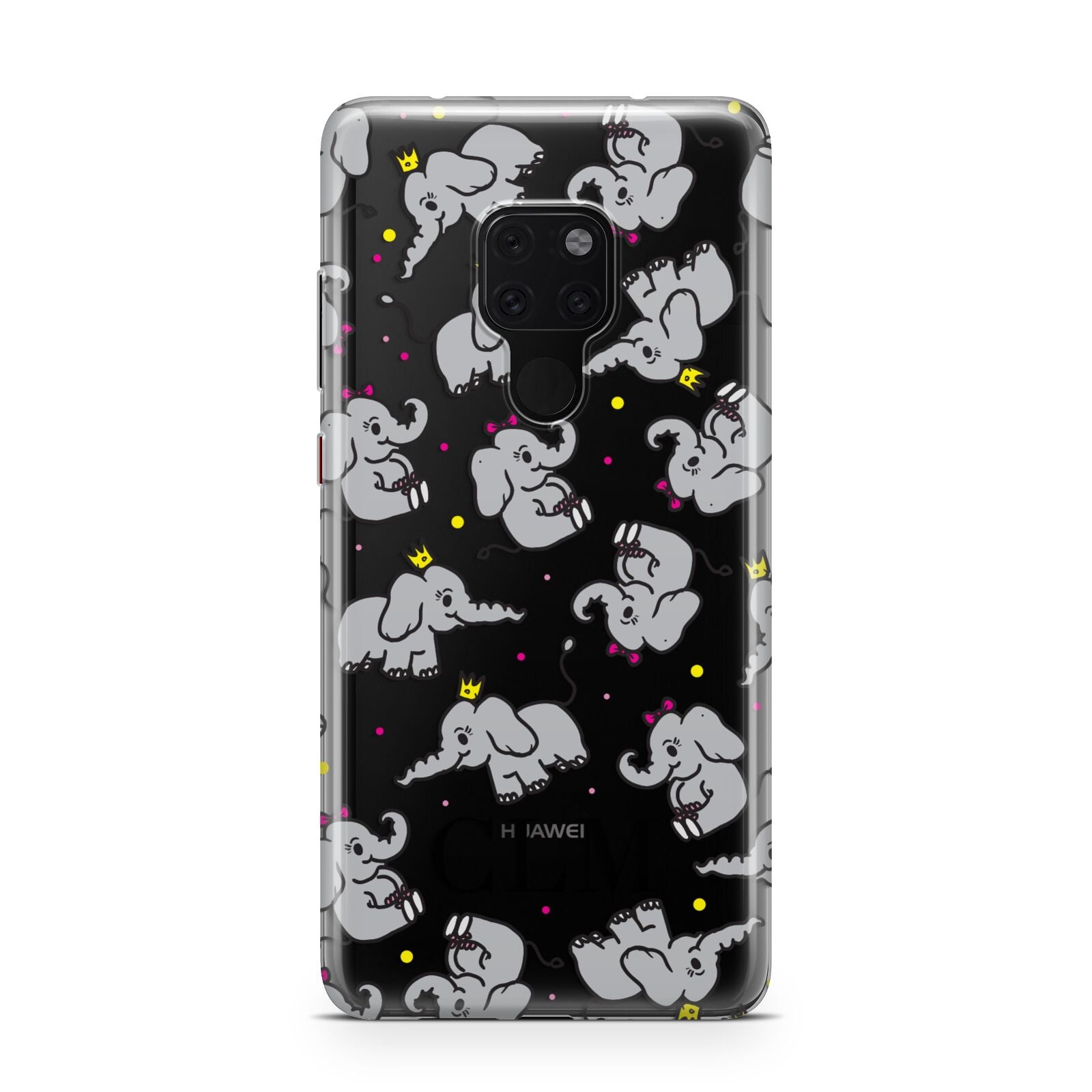 Personalised Elephant Initials Clear Huawei Mate 20 Phone Case