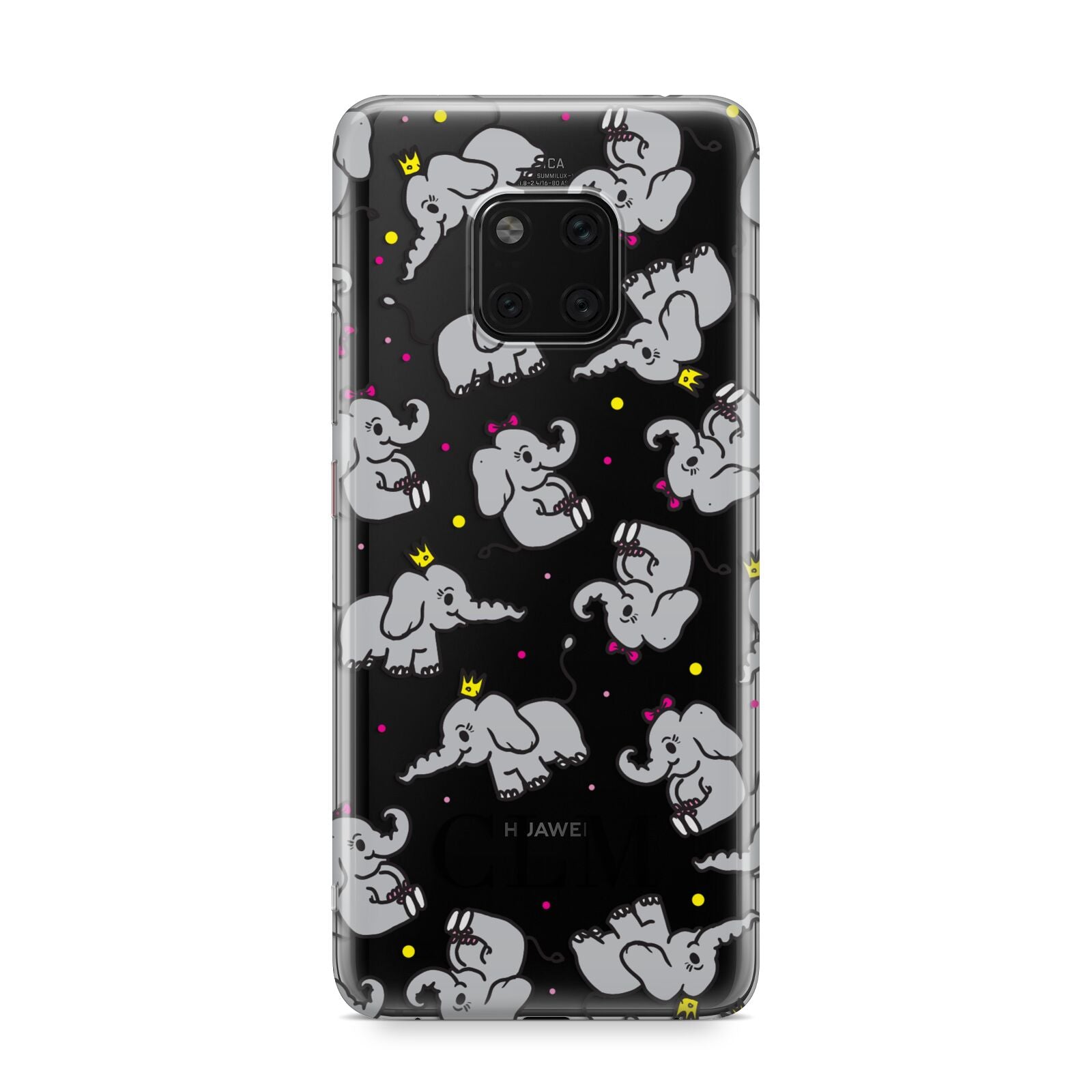 Personalised Elephant Initials Clear Huawei Mate 20 Pro Phone Case