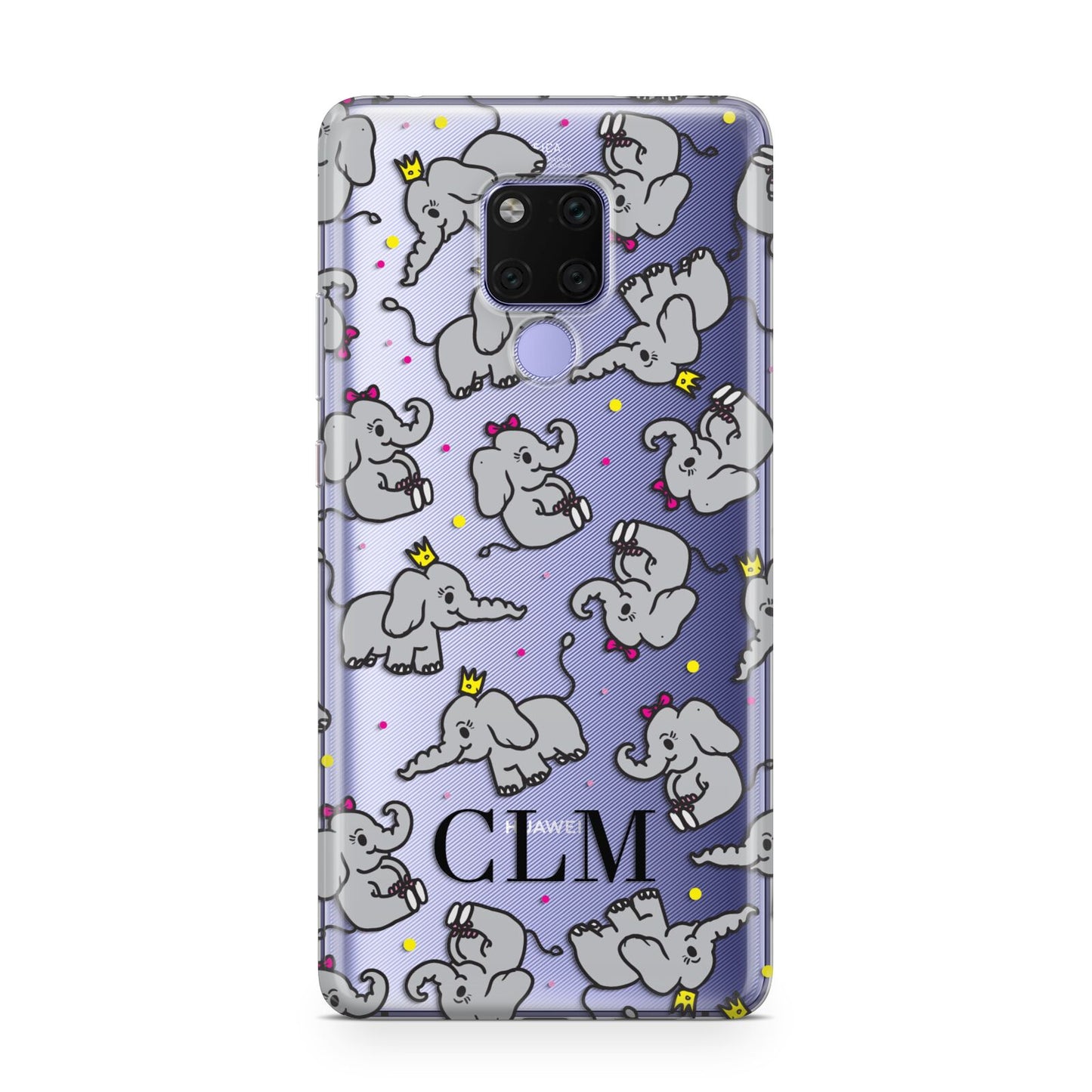 Personalised Elephant Initials Clear Huawei Mate 20X Phone Case