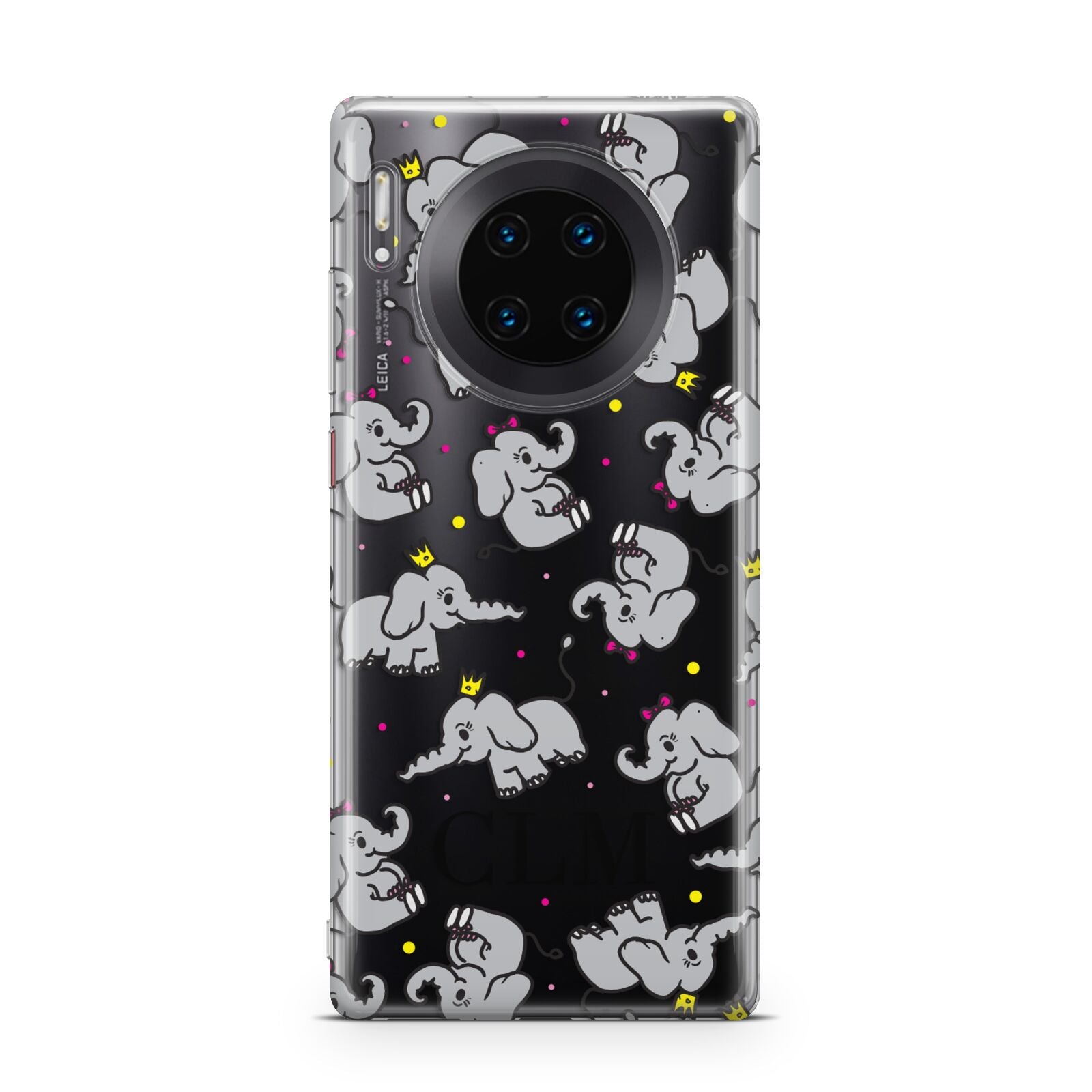 Personalised Elephant Initials Clear Huawei Mate 30 Pro Phone Case