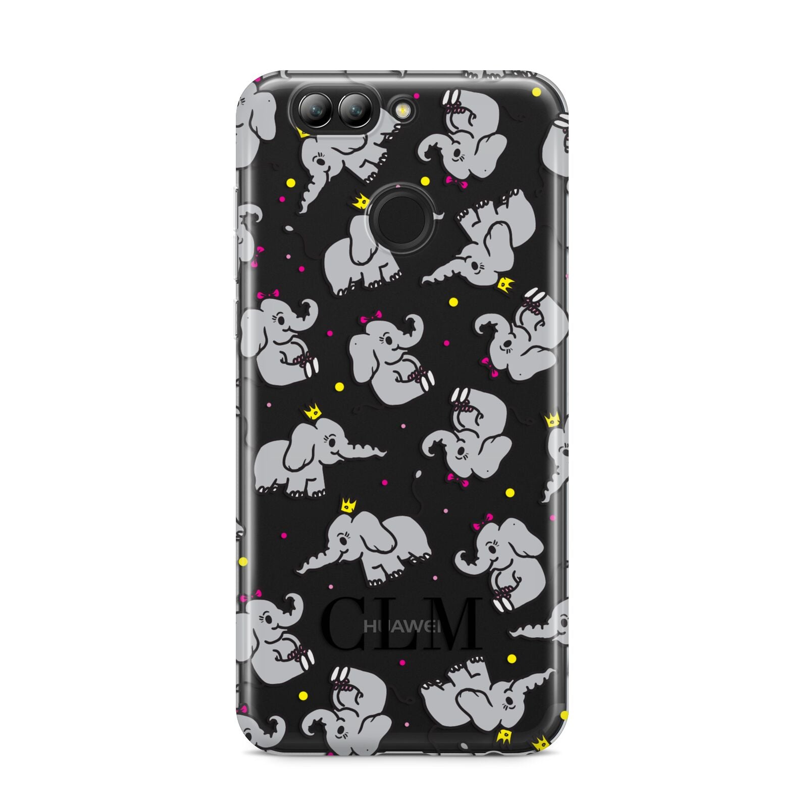 Personalised Elephant Initials Clear Huawei Nova 2s Phone Case