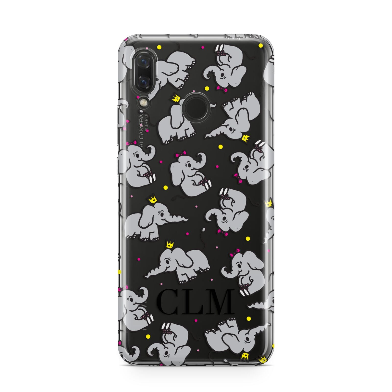 Personalised Elephant Initials Clear Huawei Nova 3 Phone Case