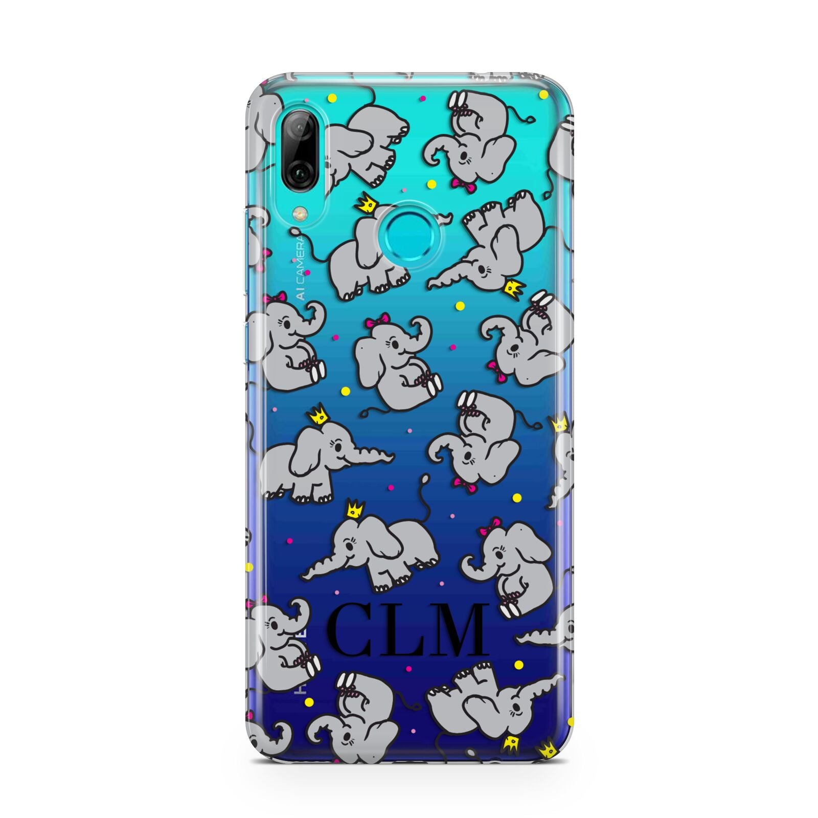 Personalised Elephant Initials Clear Huawei P Smart 2019 Case