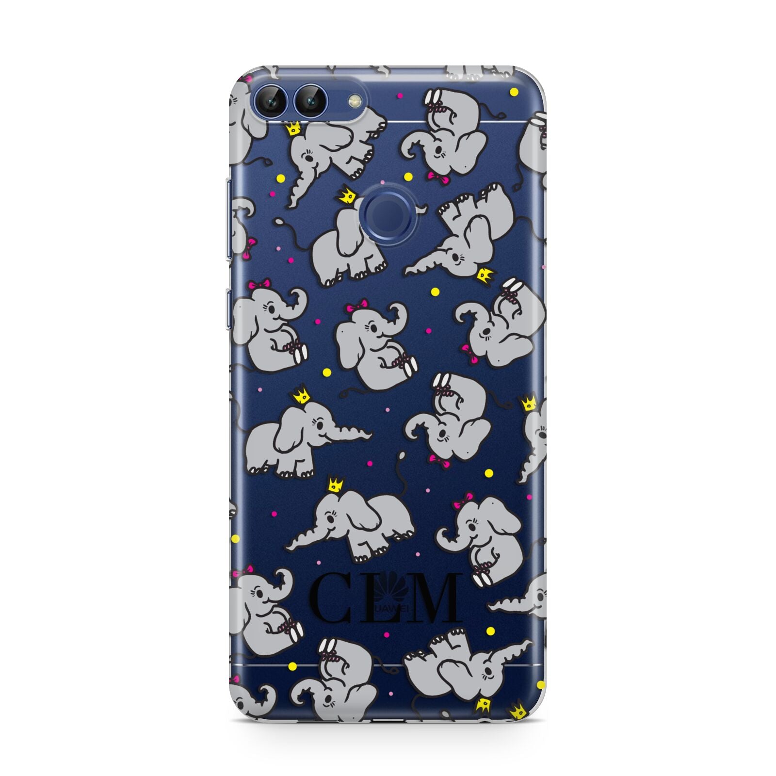 Personalised Elephant Initials Clear Huawei P Smart Case