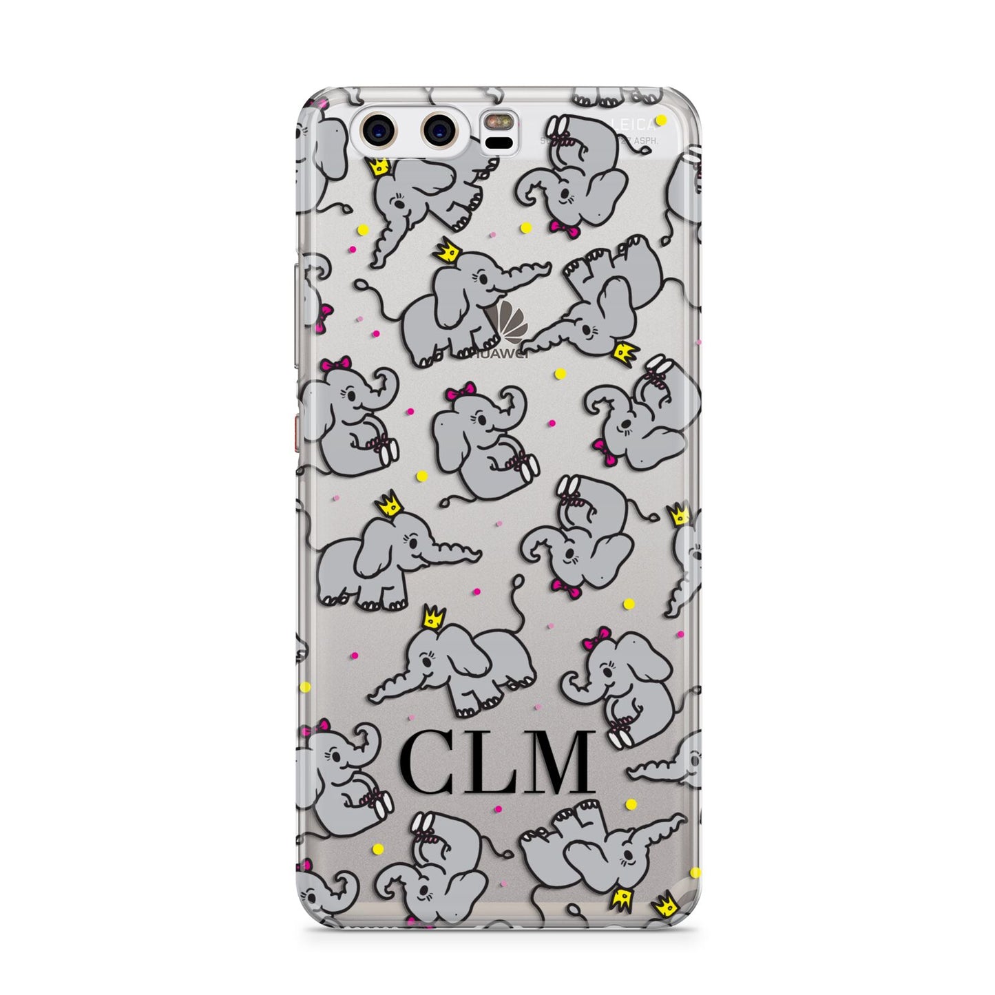 Personalised Elephant Initials Clear Huawei P10 Phone Case