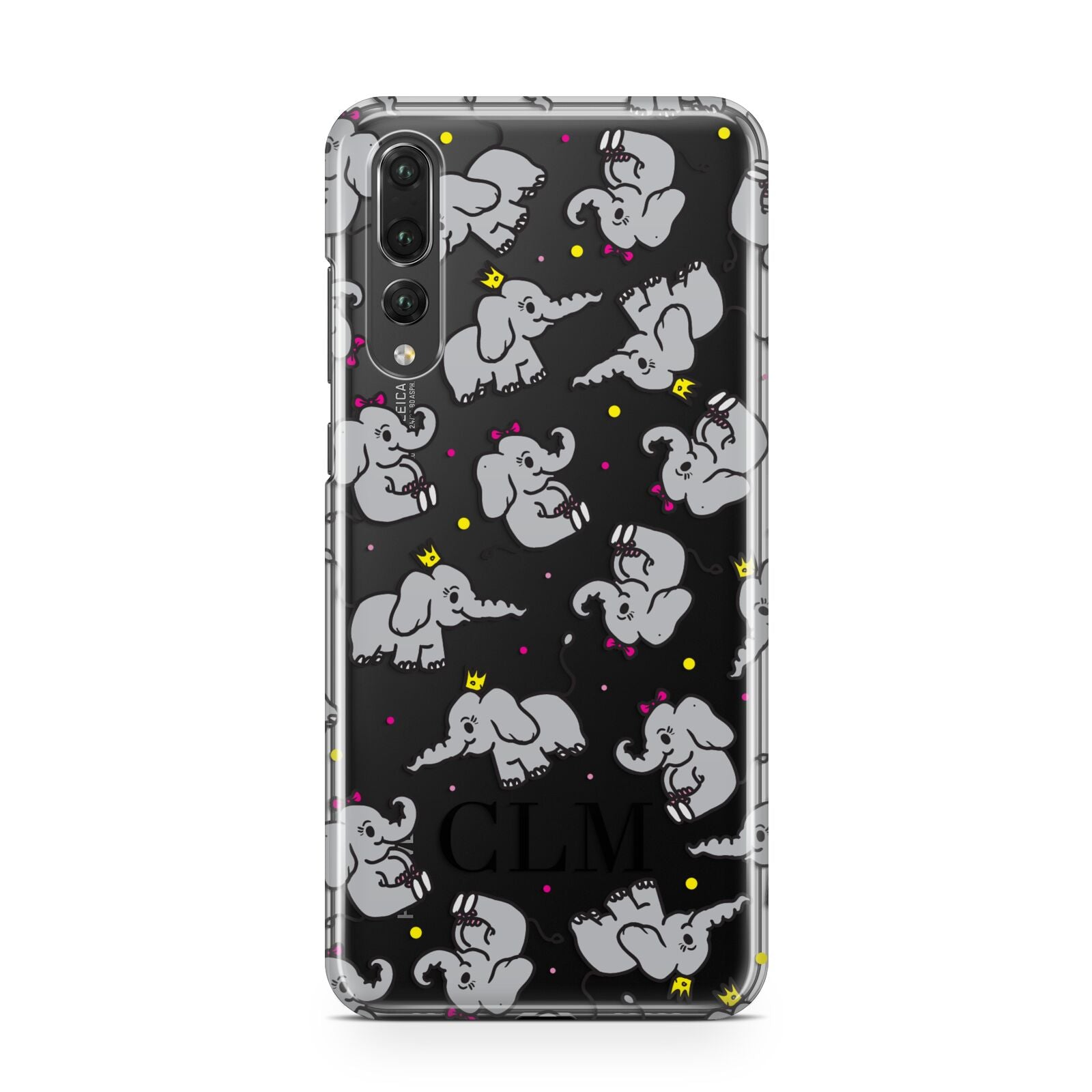 Personalised Elephant Initials Clear Huawei P20 Pro Phone Case