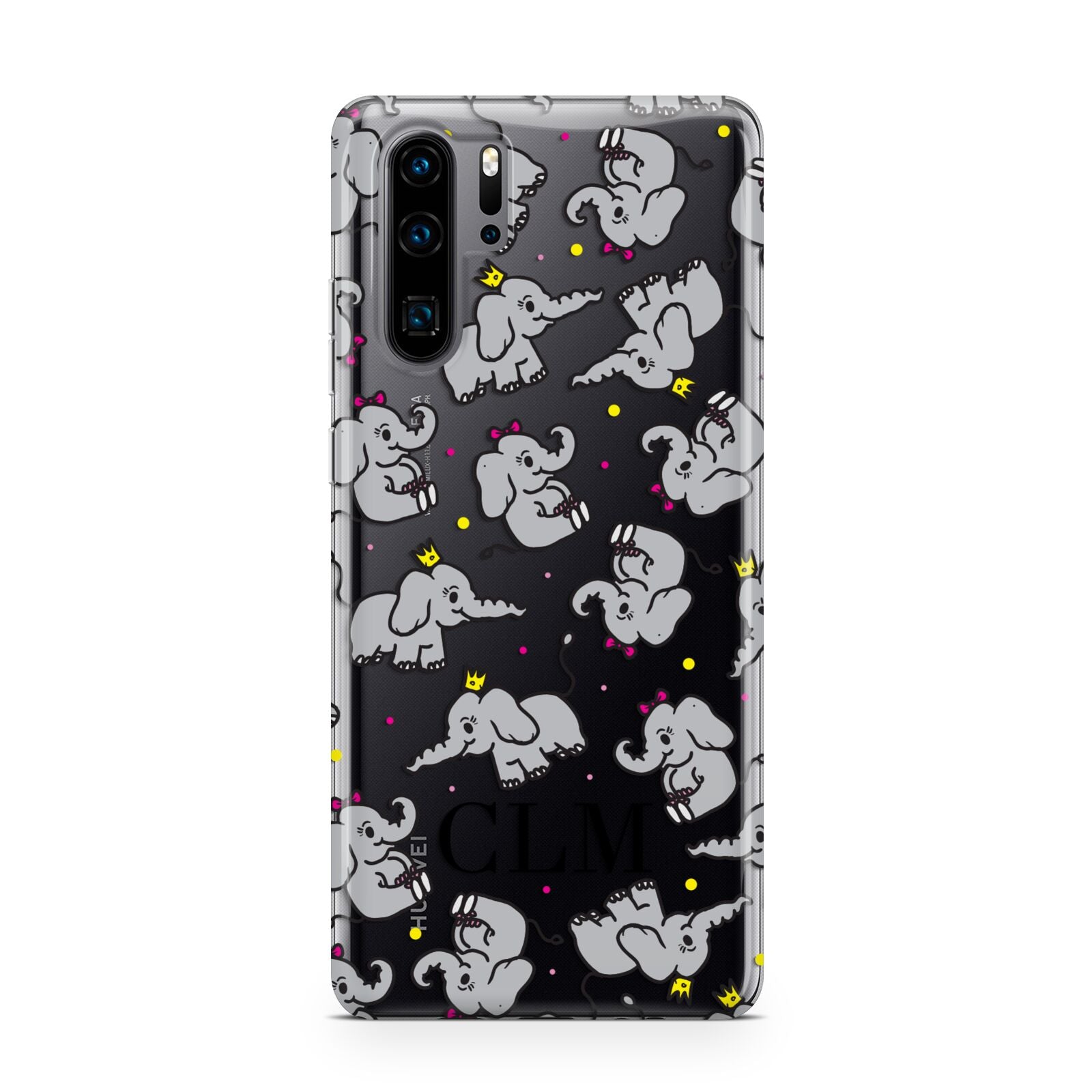 Personalised Elephant Initials Clear Huawei P30 Pro Phone Case