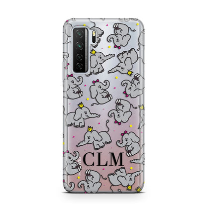 Personalised Elephant Initials Clear Huawei P40 Lite 5G Phone Case