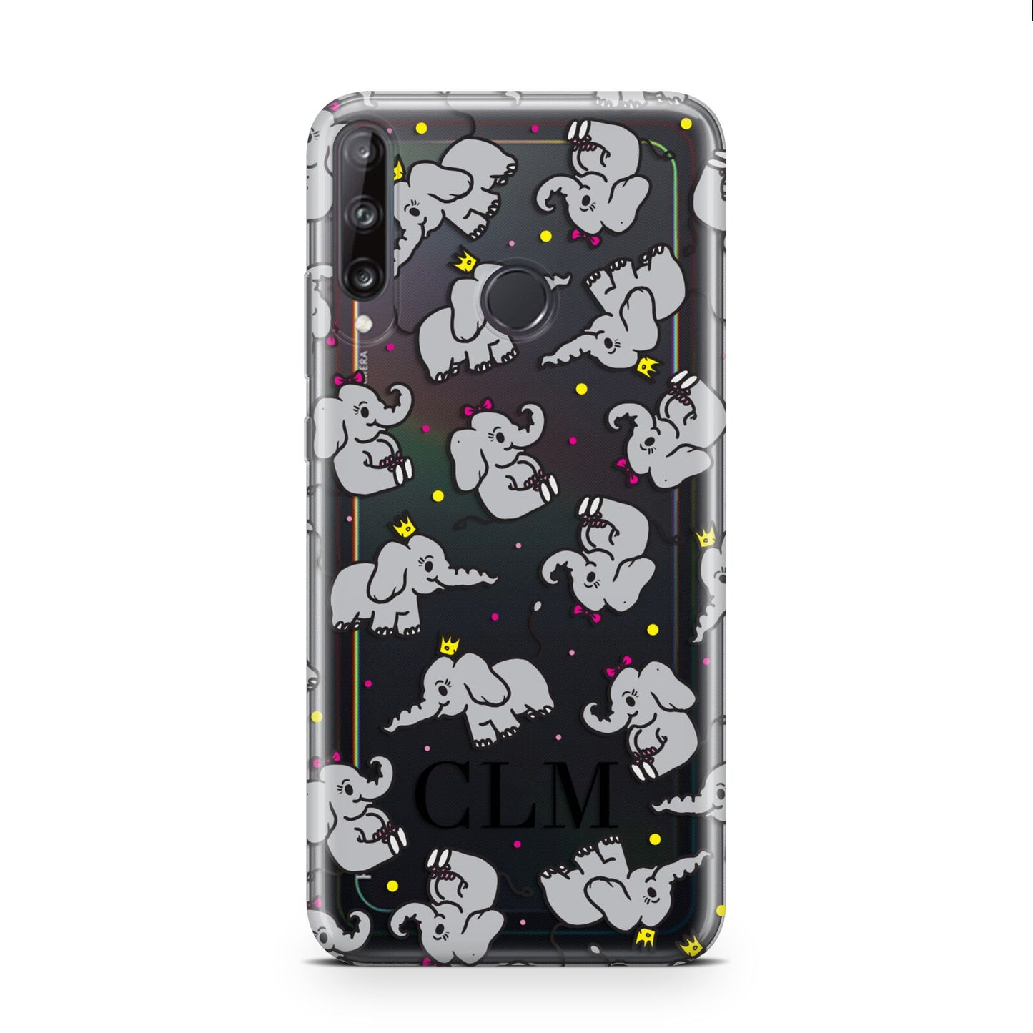 Personalised Elephant Initials Clear Huawei P40 Lite E Phone Case