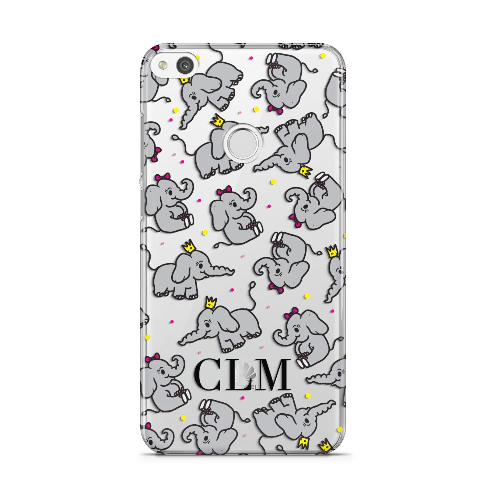 Personalised Elephant Initials Clear Huawei P8 Lite Case