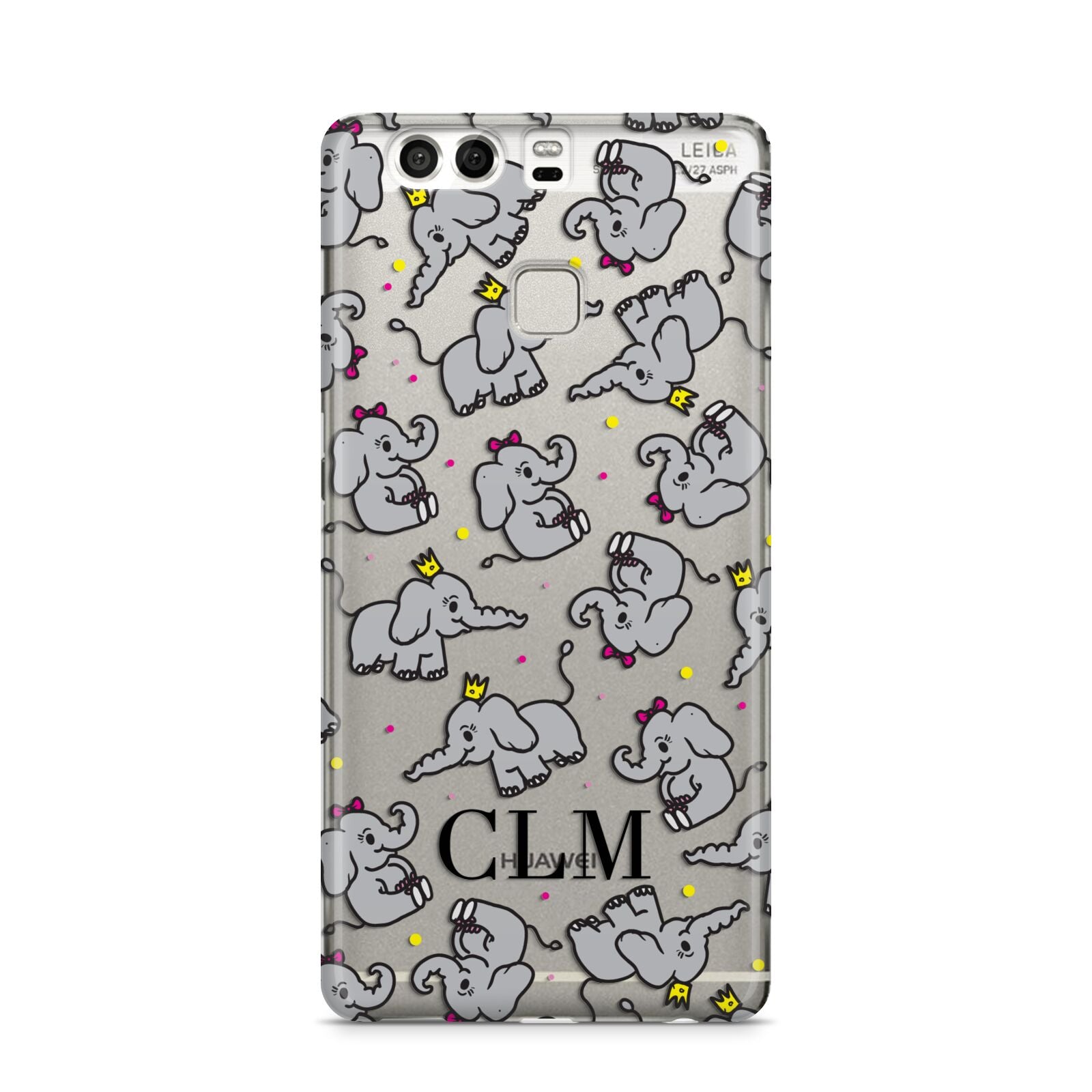 Personalised Elephant Initials Clear Huawei P9 Case