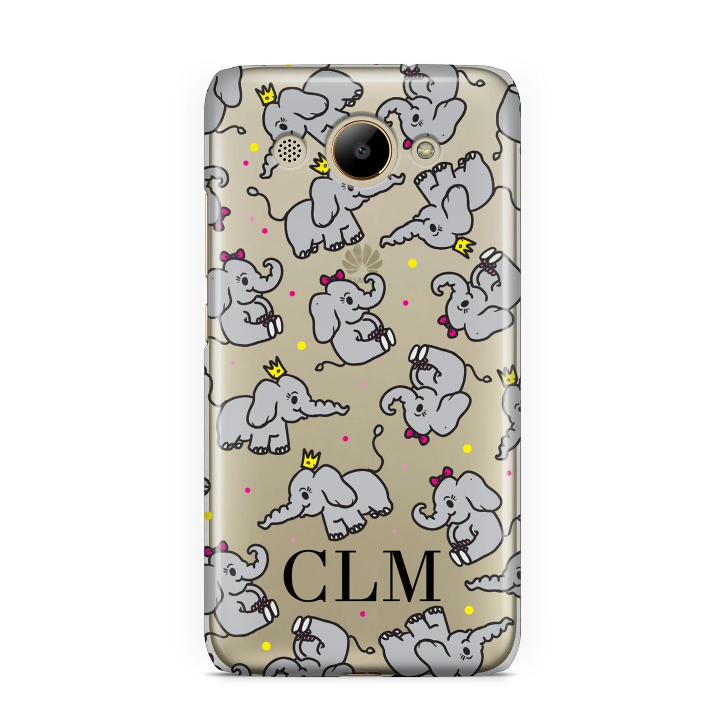 Personalised Elephant Initials Clear Huawei Y3 2017