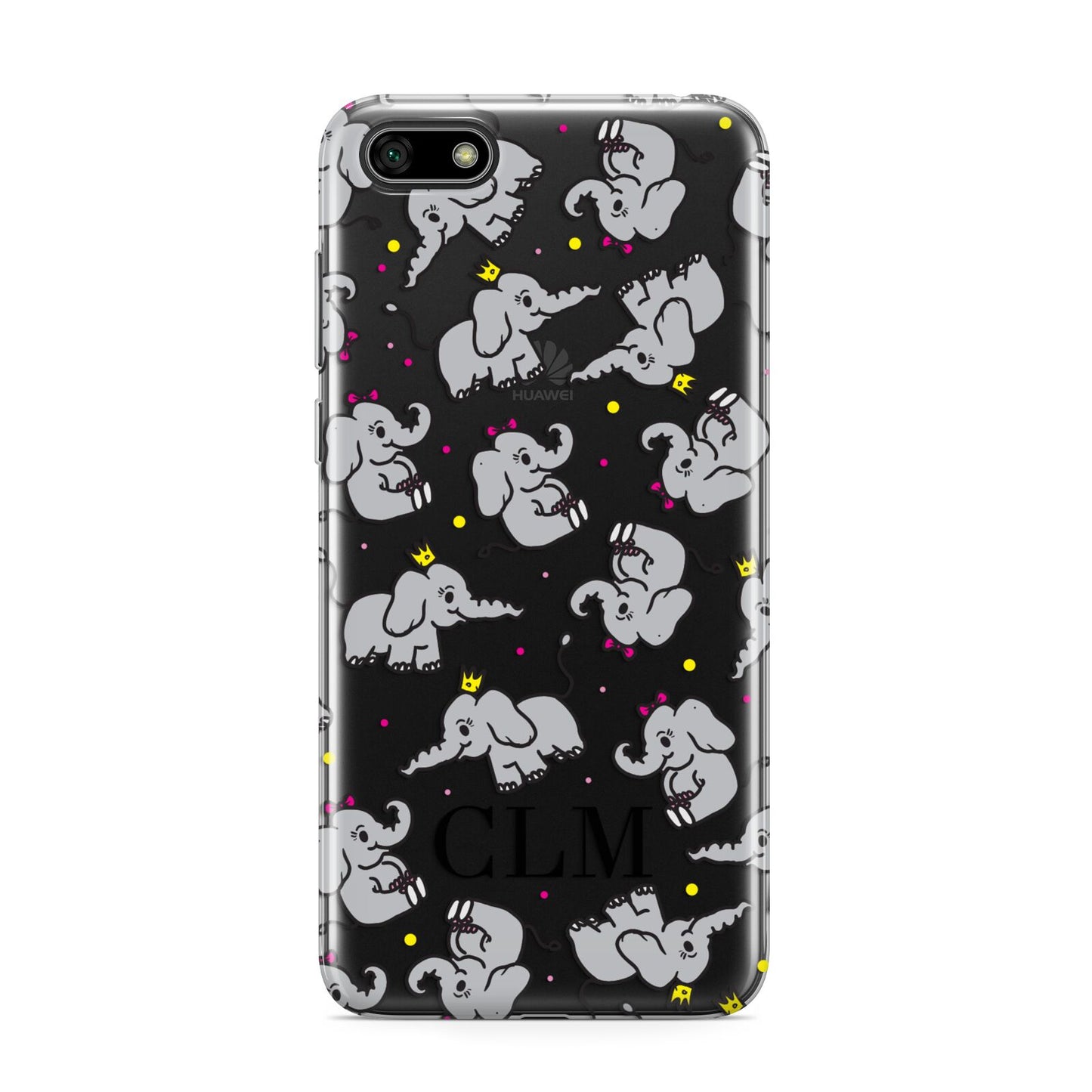 Personalised Elephant Initials Clear Huawei Y5 Prime 2018 Phone Case