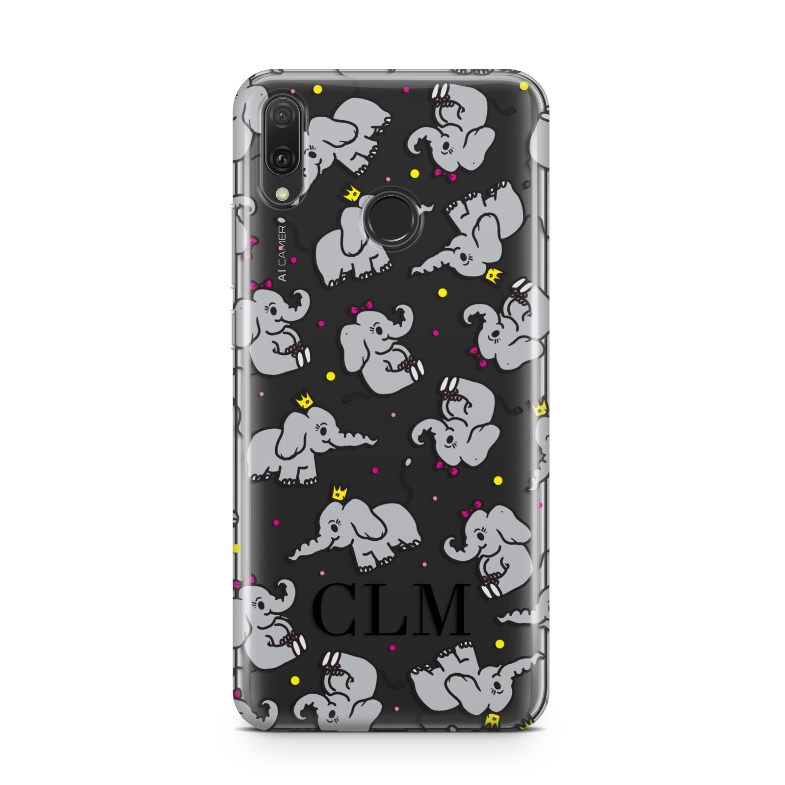 Personalised Elephant Initials Clear Huawei Y9 2019