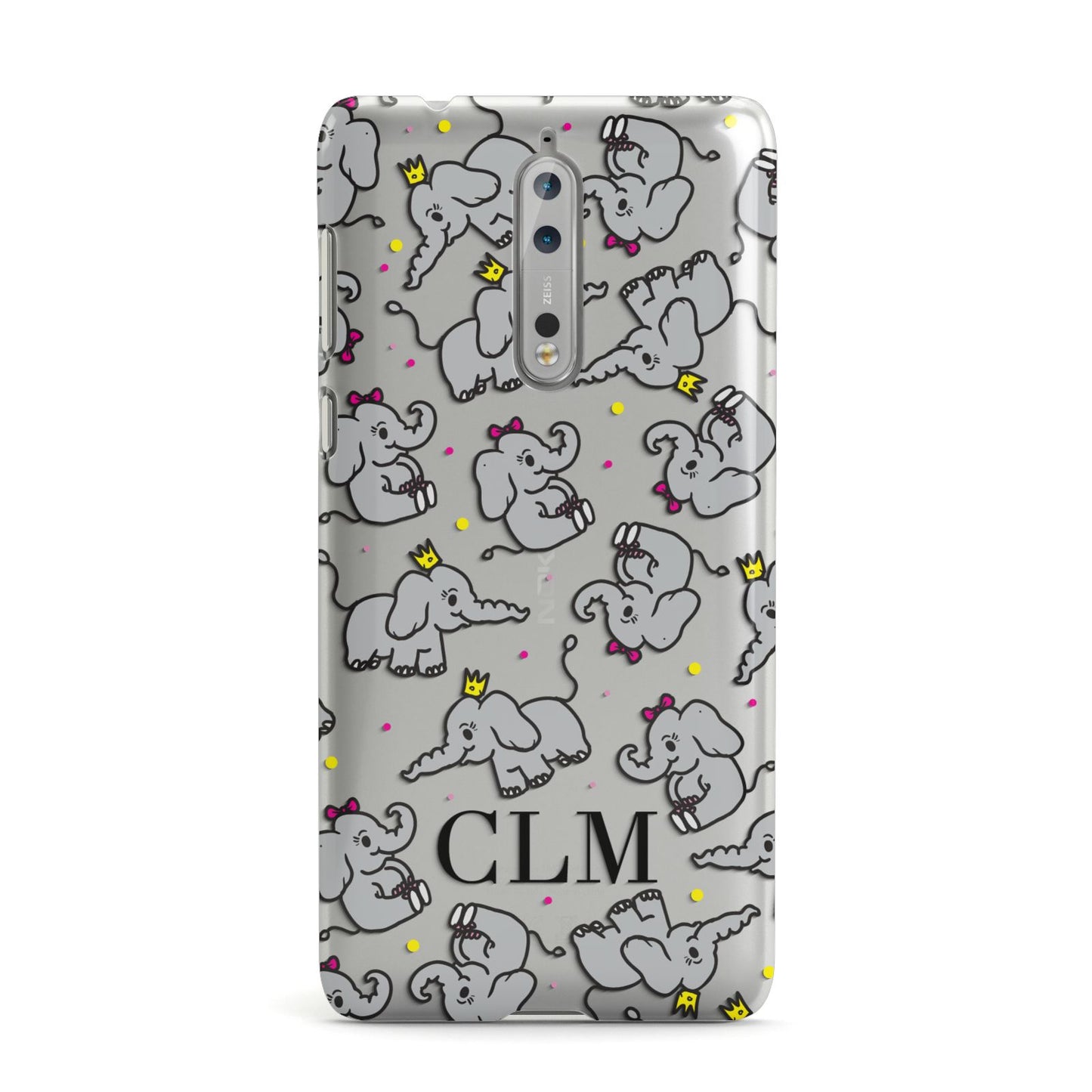 Personalised Elephant Initials Clear Nokia Case