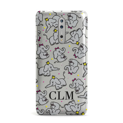 Personalised Elephant Initials Clear Nokia Case