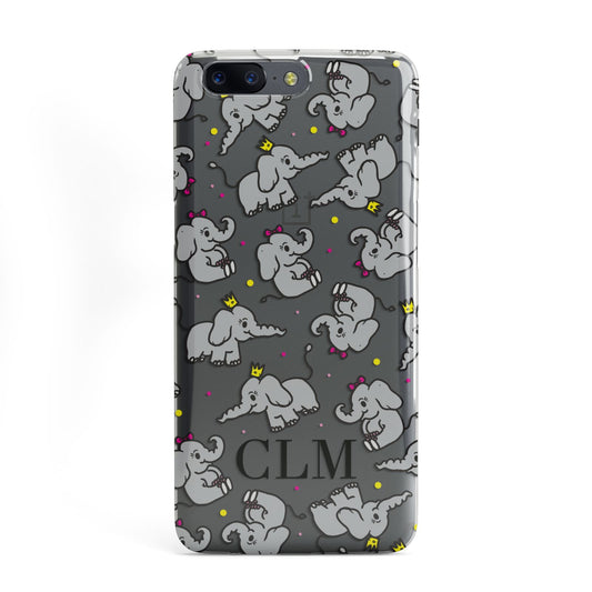 Personalised Elephant Initials Clear OnePlus Case