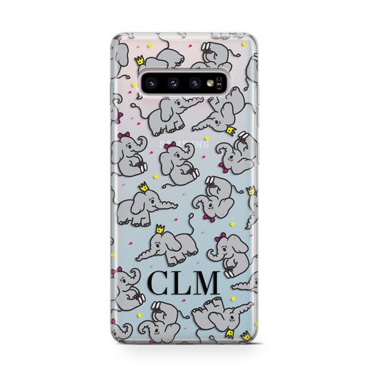 Personalised Elephant Initials Clear Protective Samsung Galaxy Case