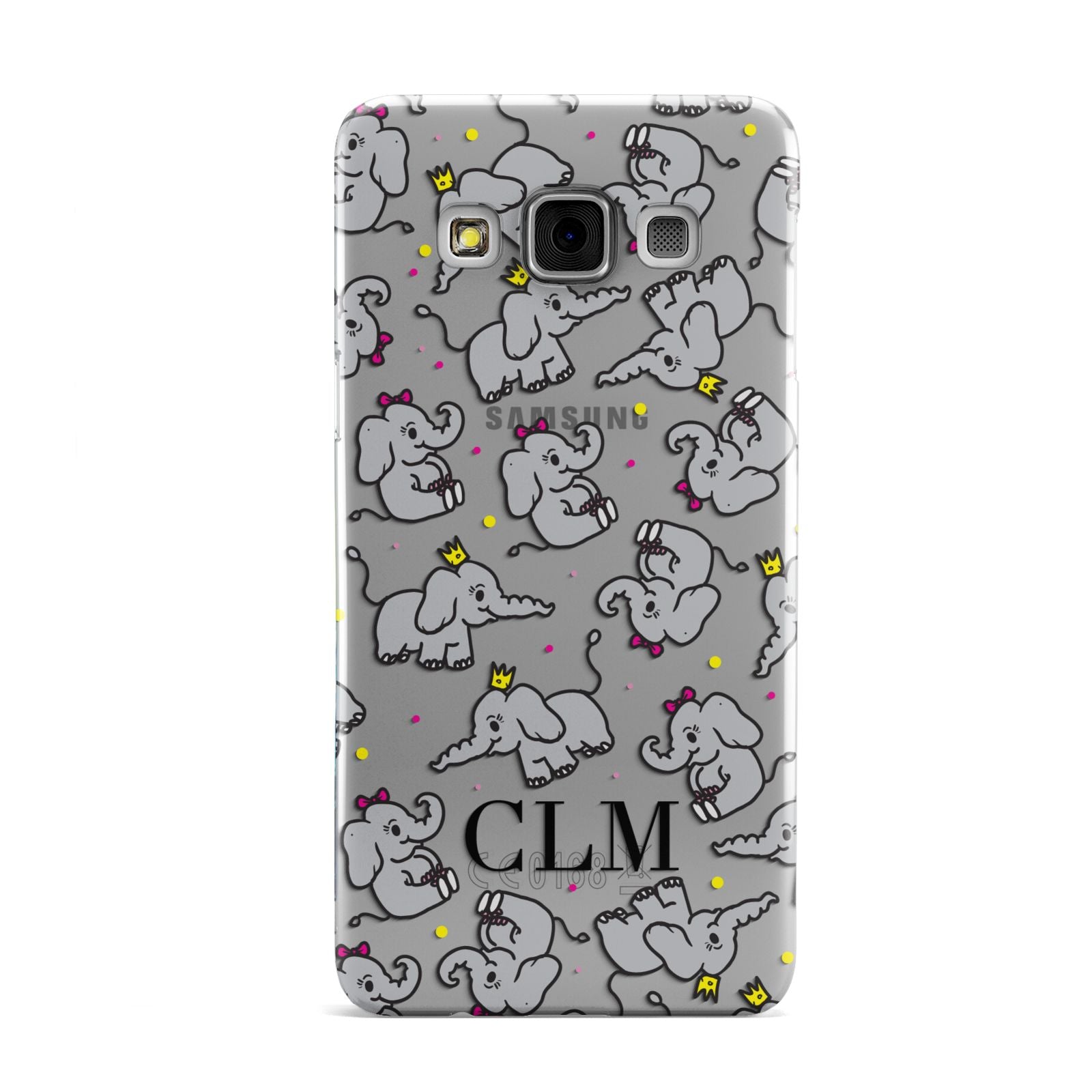 Personalised Elephant Initials Clear Samsung Galaxy A3 Case