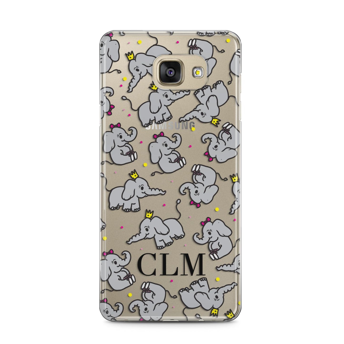 Personalised Elephant Initials Clear Samsung Galaxy A5 2016 Case on gold phone
