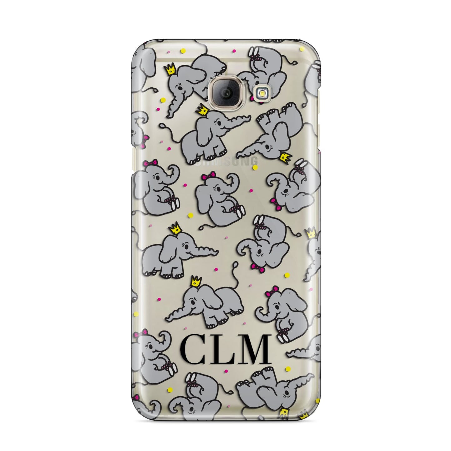Personalised Elephant Initials Clear Samsung Galaxy A8 2016 Case