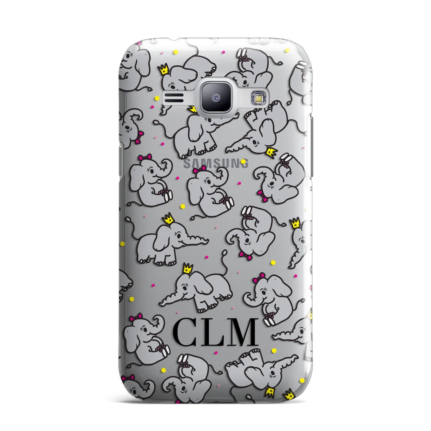 Personalised Elephant Initials Clear Samsung Galaxy J1 2015 Case