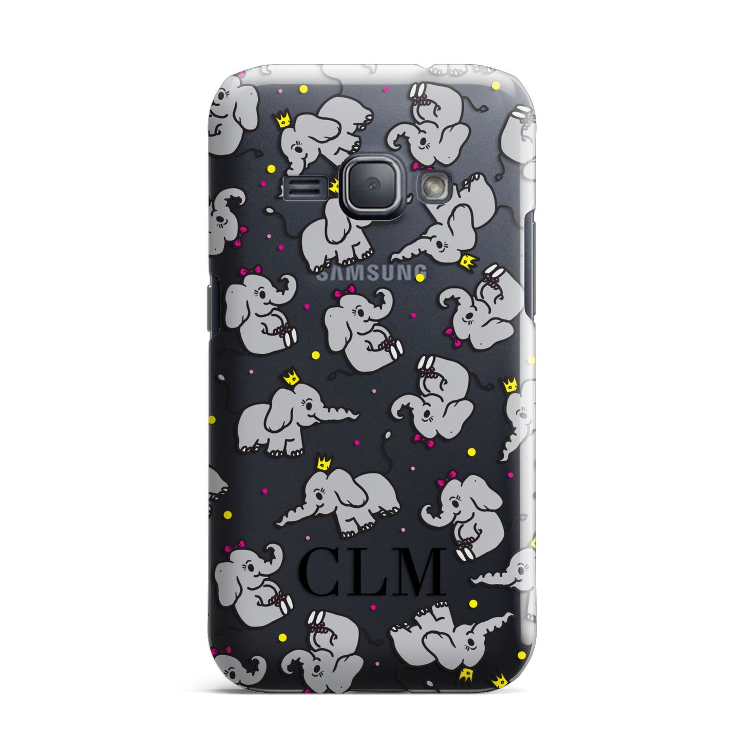 Personalised Elephant Initials Clear Samsung Galaxy J1 2016 Case