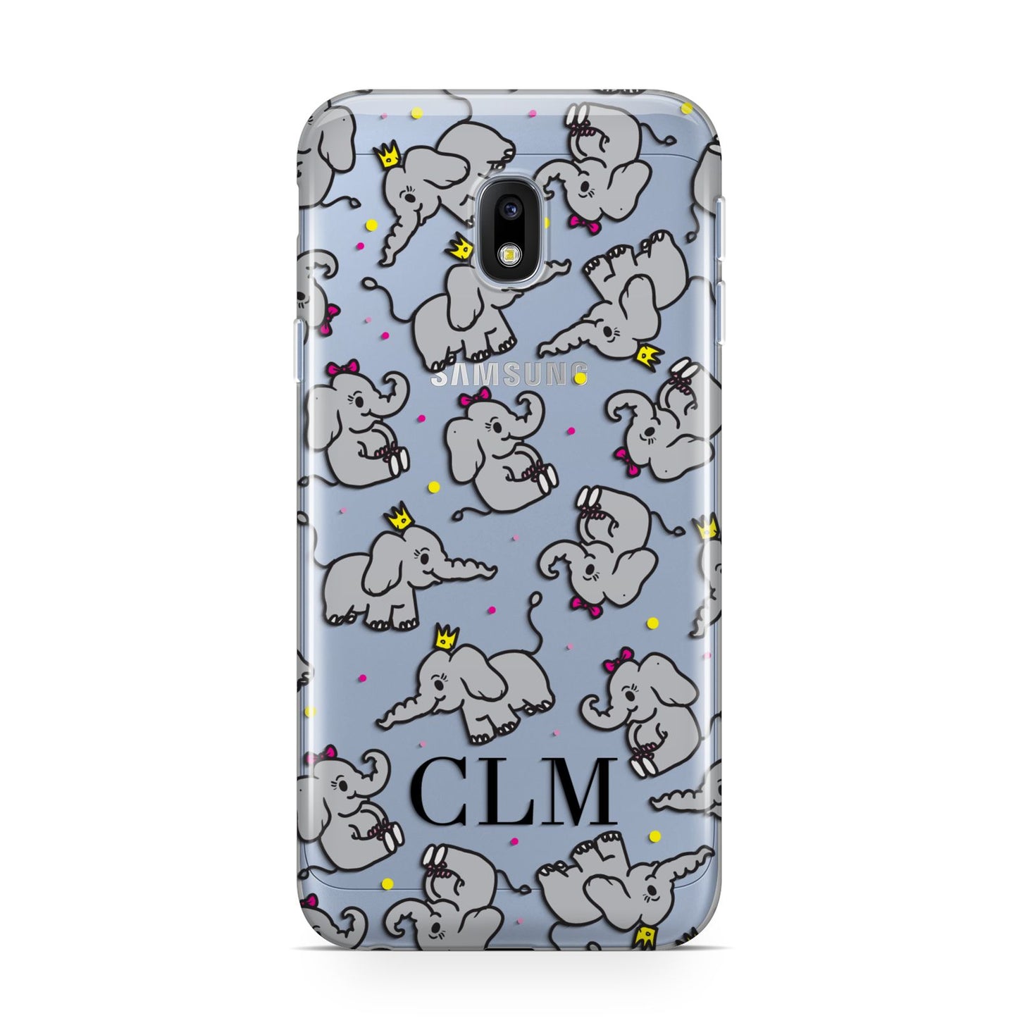 Personalised Elephant Initials Clear Samsung Galaxy J3 2017 Case