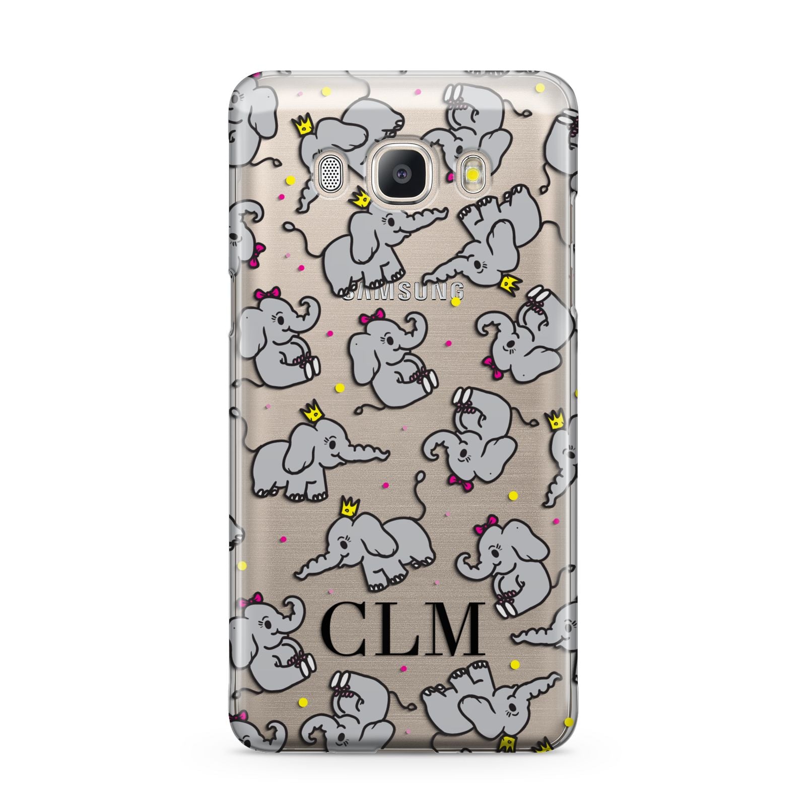 Personalised Elephant Initials Clear Samsung Galaxy J5 2016 Case