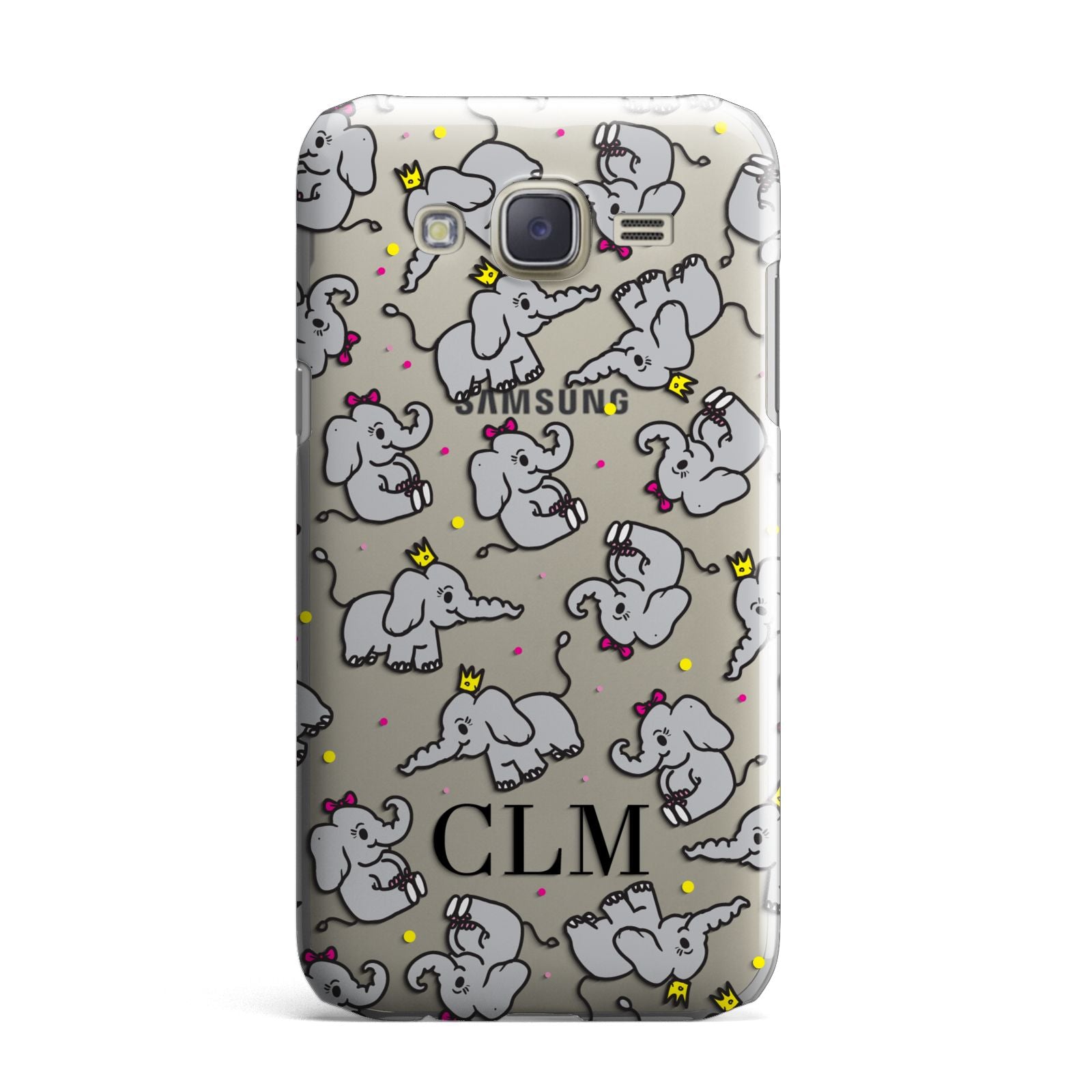 Personalised Elephant Initials Clear Samsung Galaxy J7 Case