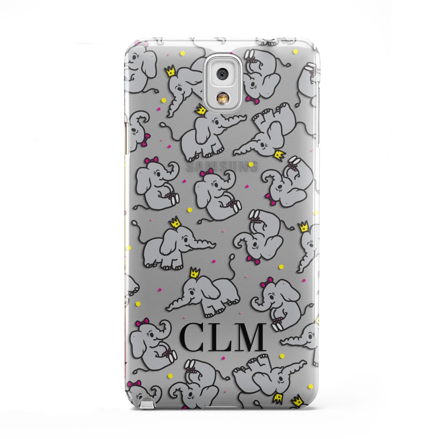 Personalised Elephant Initials Clear Samsung Galaxy Note 3 Case