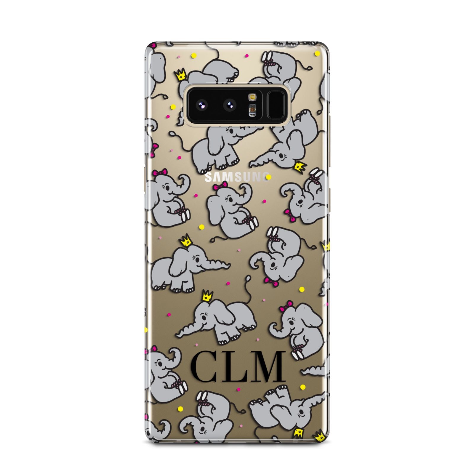 Personalised Elephant Initials Clear Samsung Galaxy Note 8 Case