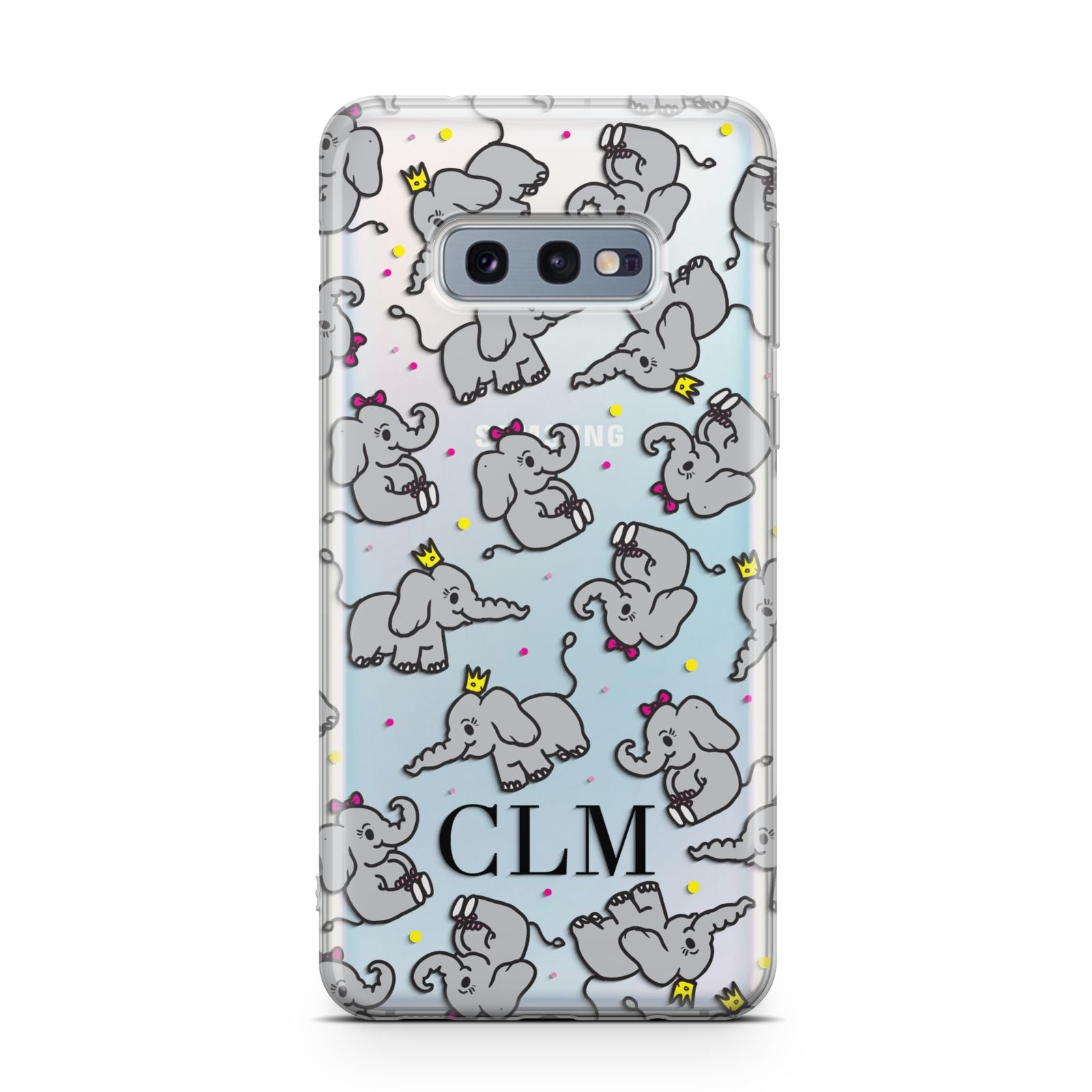Personalised Elephant Initials Clear Samsung Galaxy S10E Case
