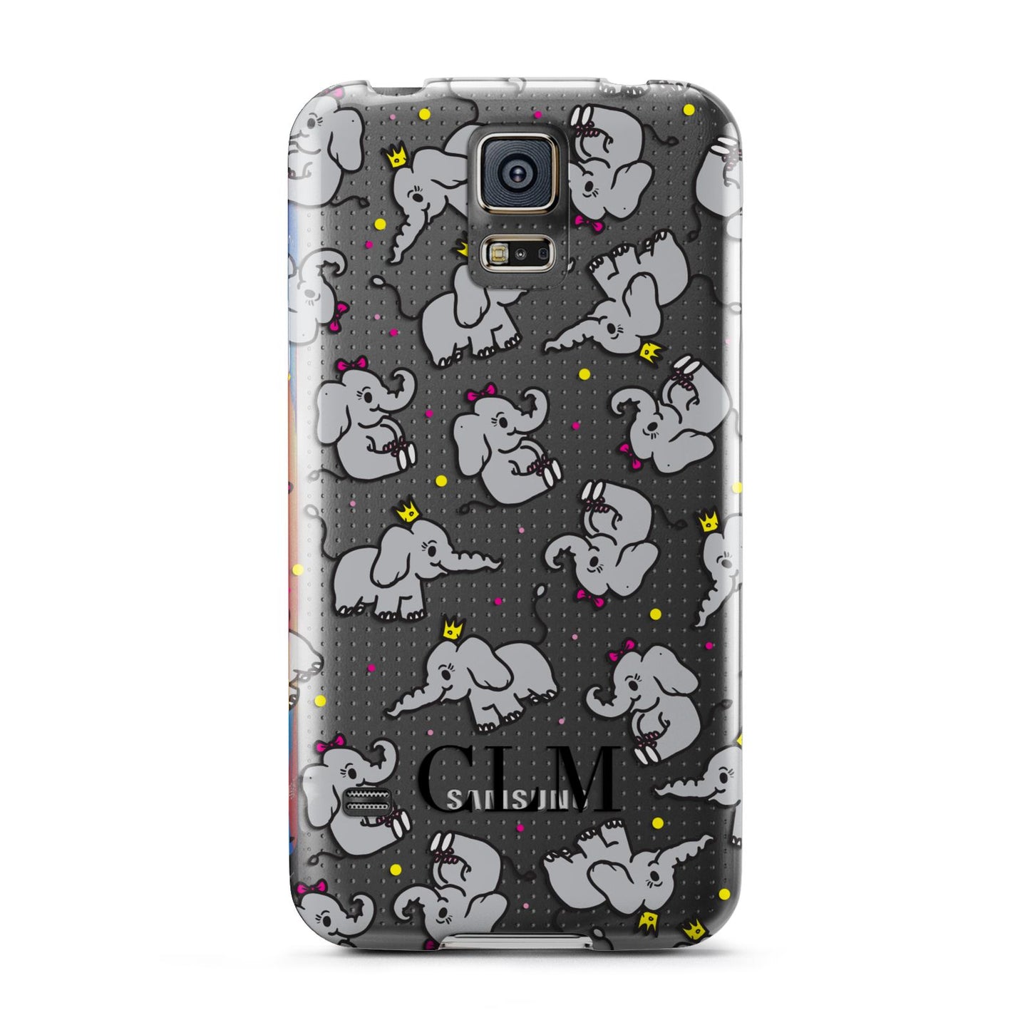 Personalised Elephant Initials Clear Samsung Galaxy S5 Case