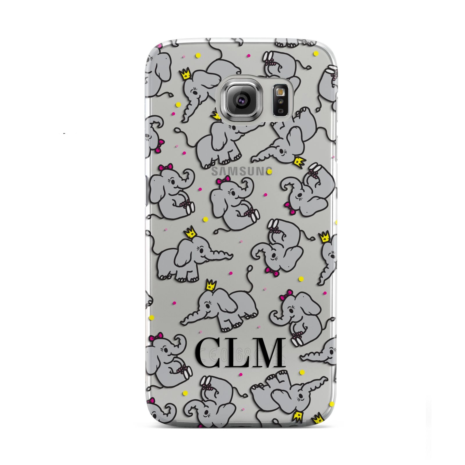 Personalised Elephant Initials Clear Samsung Galaxy S6 Case