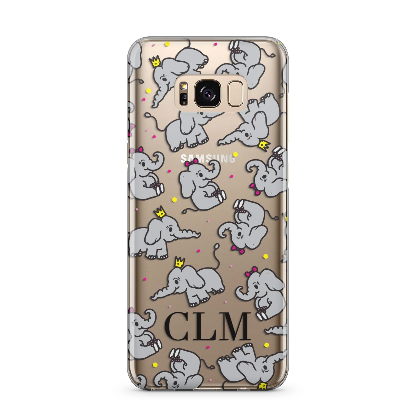 Personalised Elephant Initials Clear Samsung Galaxy S8 Plus Case