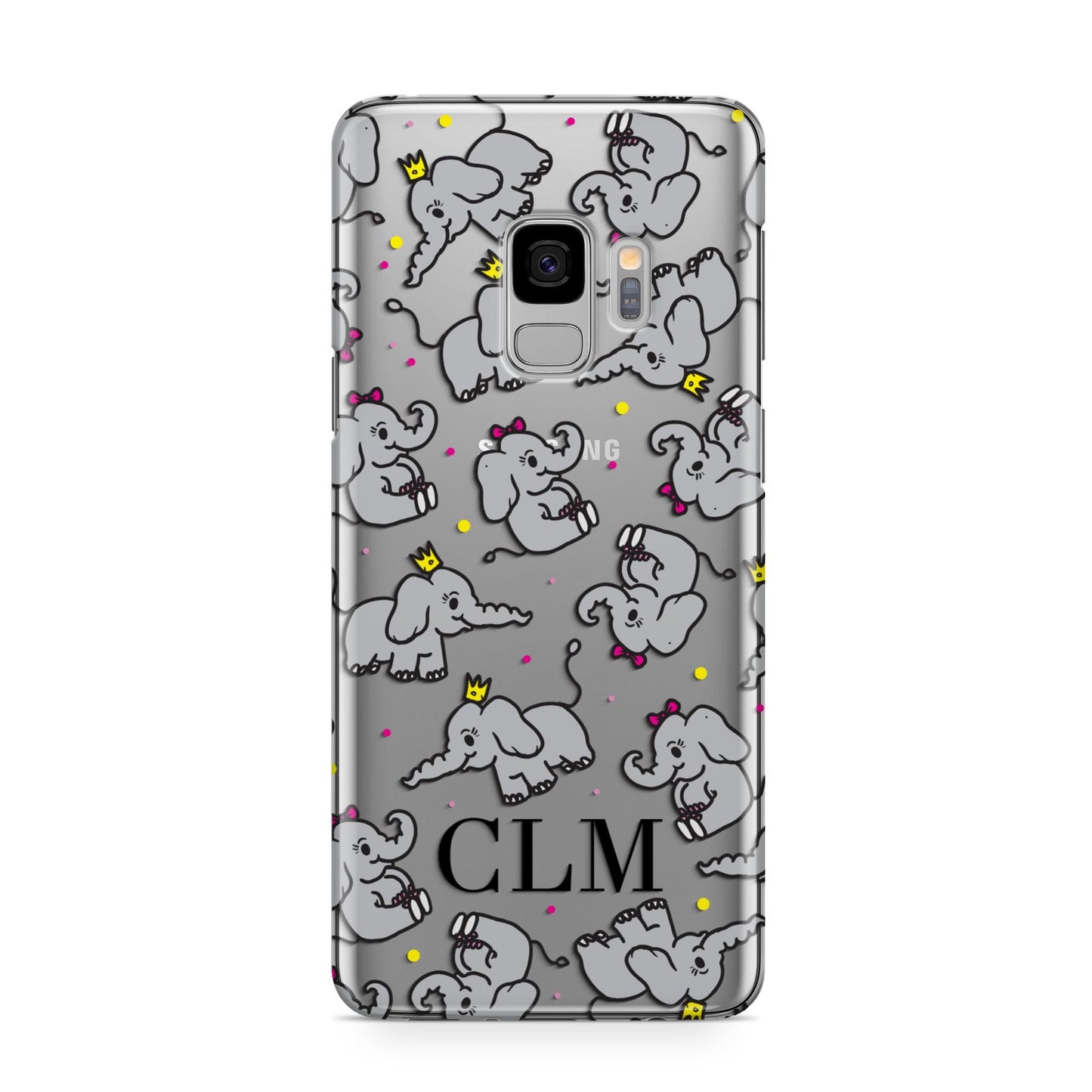 Personalised Elephant Initials Clear Samsung Galaxy S9 Case