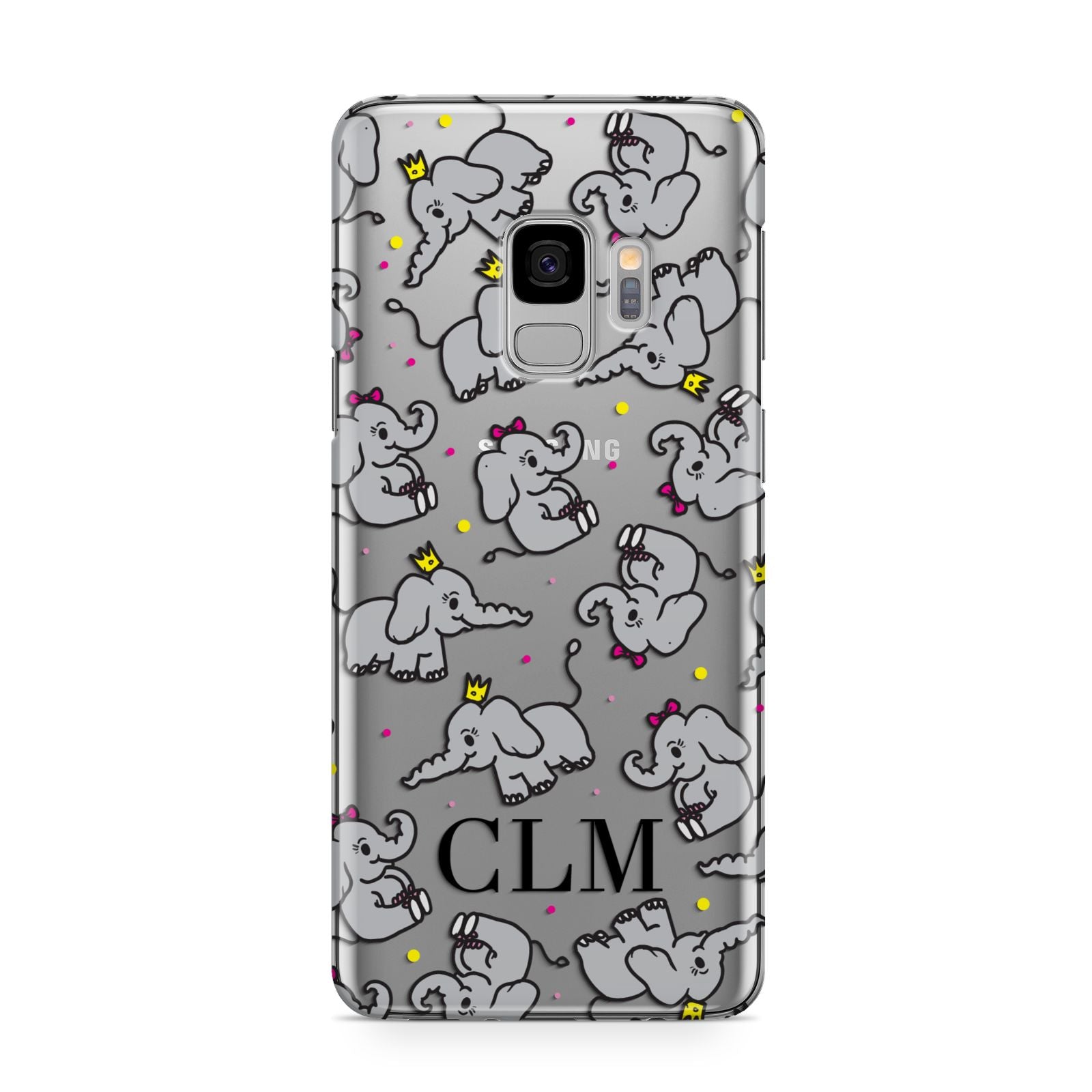 Personalised Elephant Initials Clear Samsung Galaxy S9 Case