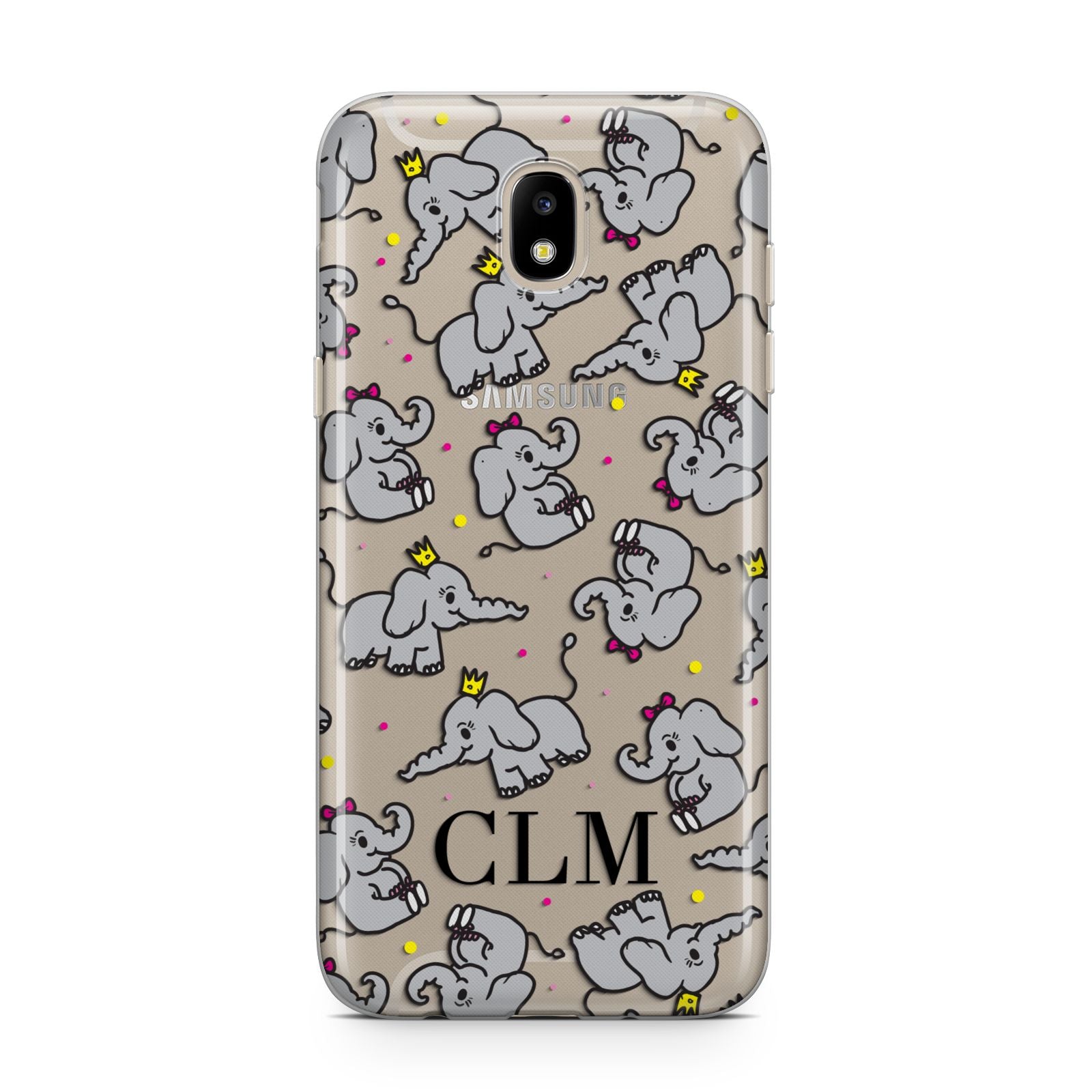 Personalised Elephant Initials Clear Samsung J5 2017 Case