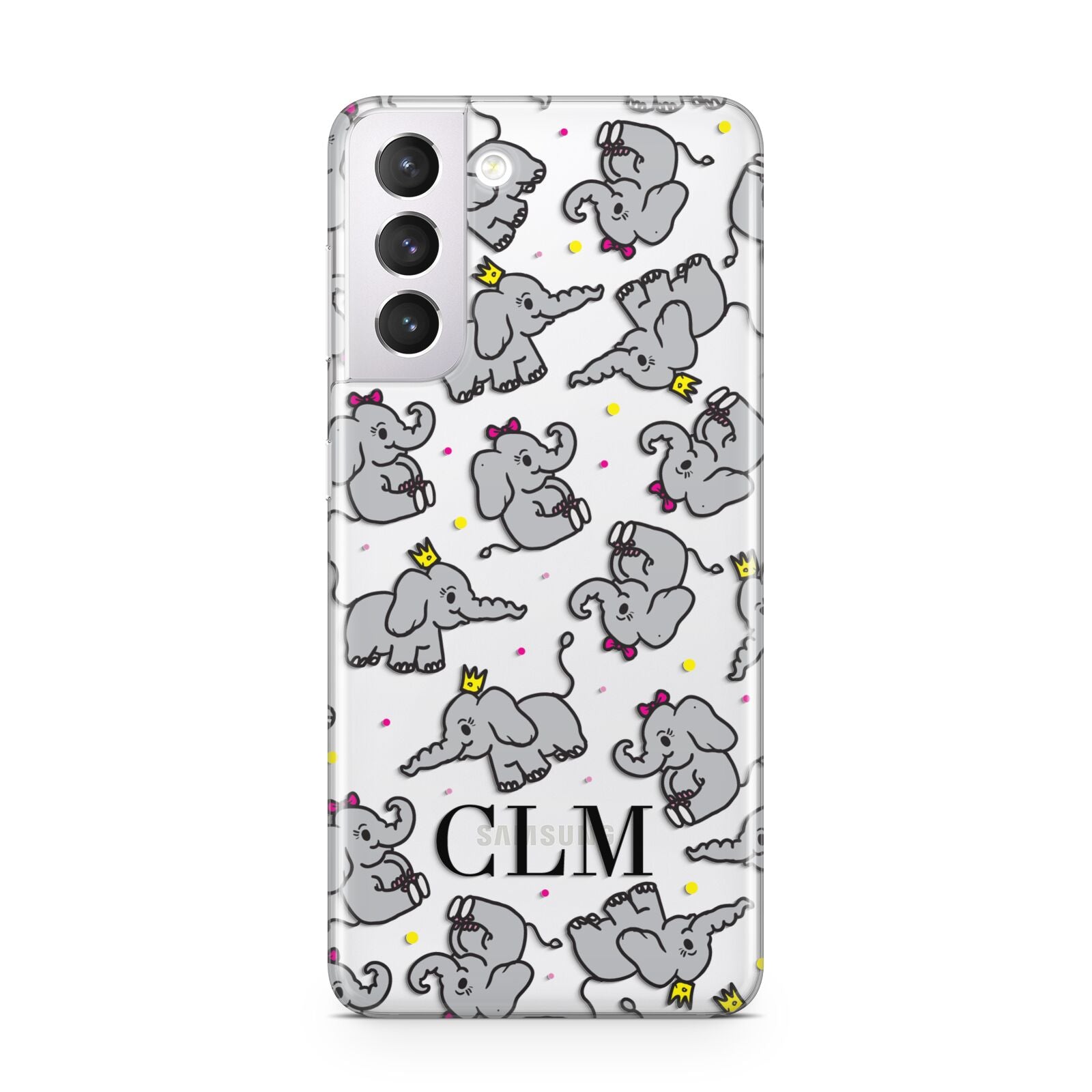 Personalised Elephant Initials Clear Samsung S21 Case