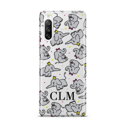Personalised Elephant Initials Clear Sony Xperia 10 III Case