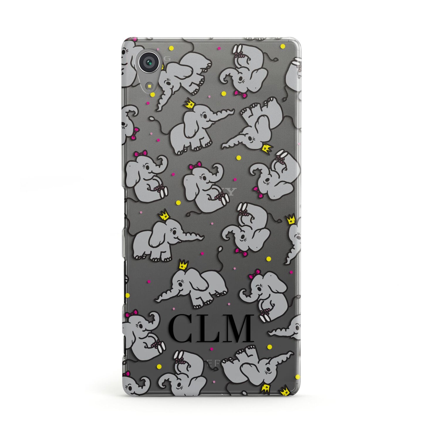 Personalised Elephant Initials Clear Sony Xperia Case