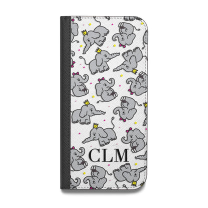 Personalised Elephant Initials Clear Vegan Leather Flip Samsung Case