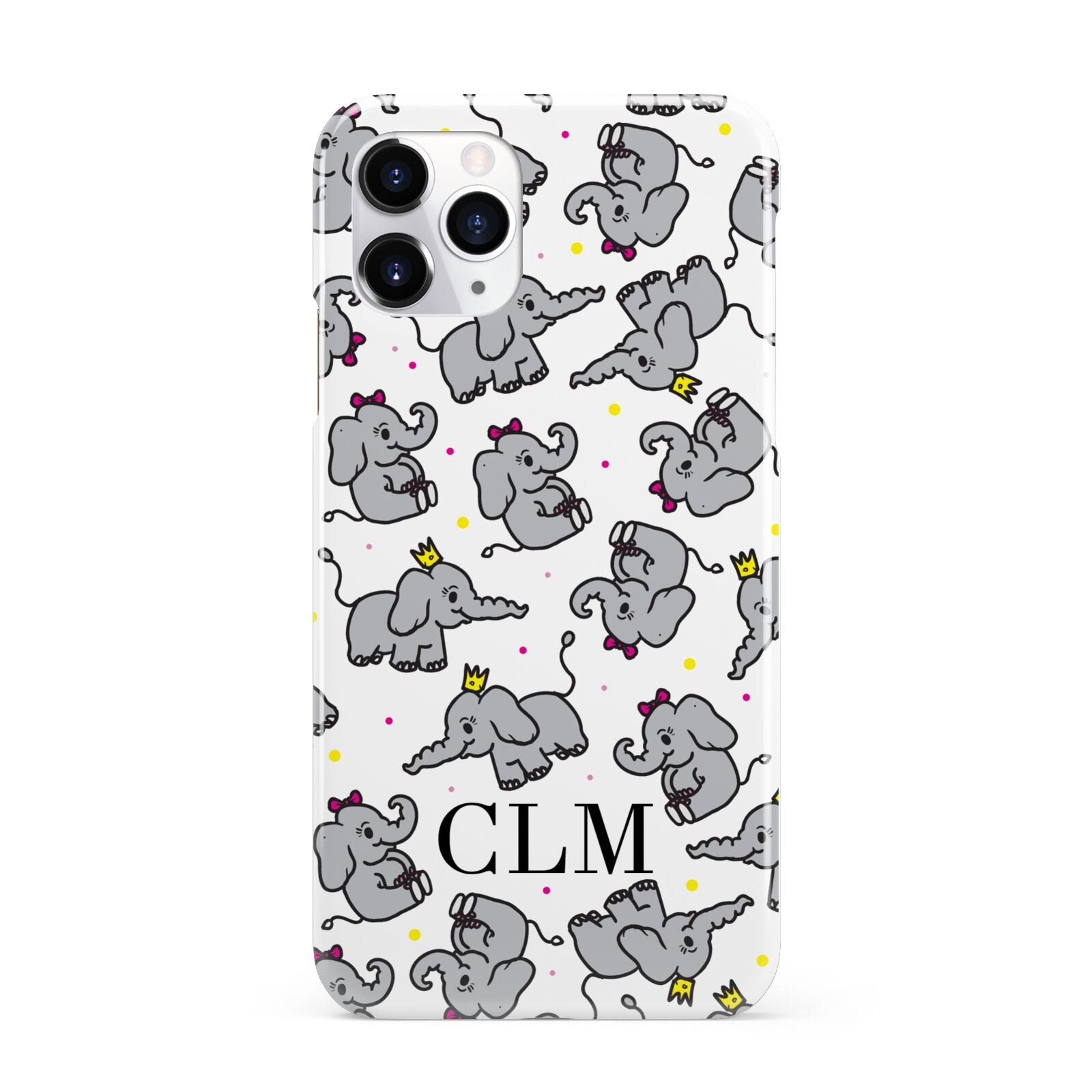 Personalised Elephant Initials Clear iPhone 11 Pro 3D Snap Case