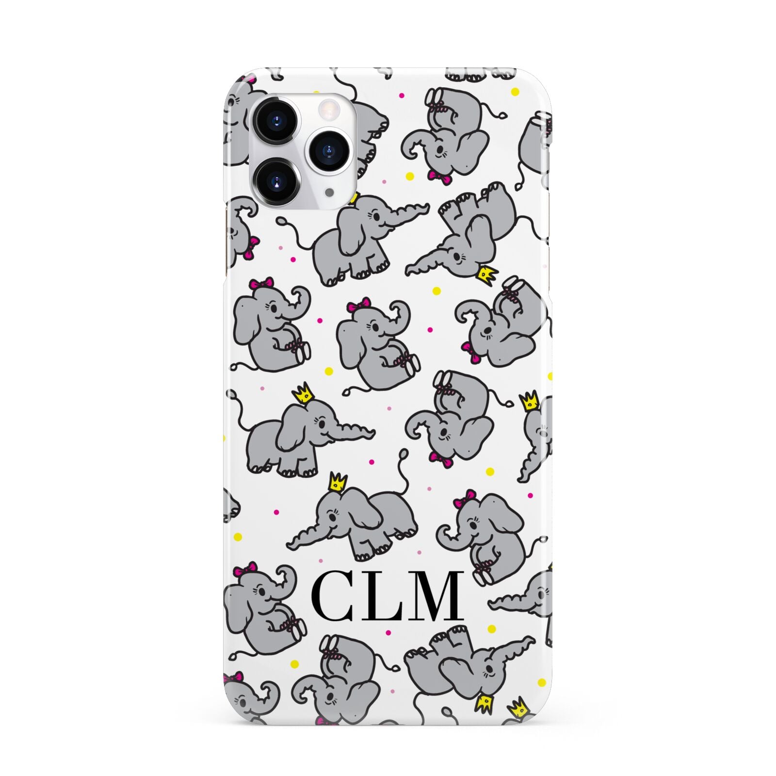 Personalised Elephant Initials Clear iPhone 11 Pro Max 3D Snap Case