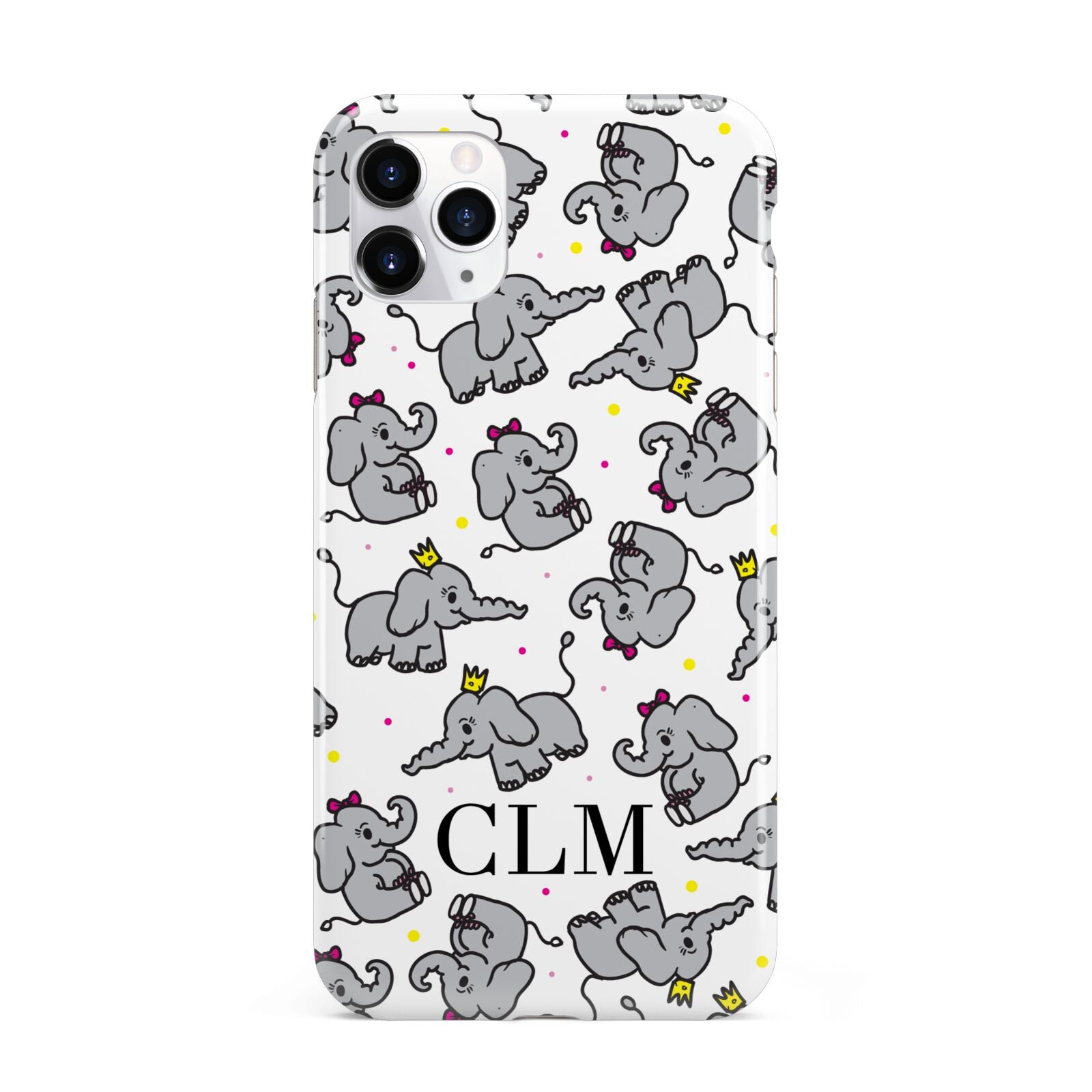 Personalised Elephant Initials Clear iPhone 11 Pro Max 3D Tough Case