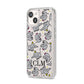 Personalised Elephant Initials Clear iPhone 14 Clear Tough Case Starlight Angled Image