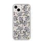 Personalised Elephant Initials Clear iPhone 14 Plus Glitter Tough Case Starlight