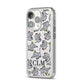 Personalised Elephant Initials Clear iPhone 14 Pro Clear Tough Case Silver Angled Image