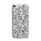 Personalised Elephant Initials Clear iPhone 7 Bumper Case on Silver iPhone